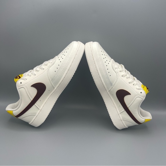 Chic and Comfortable: Nike Women's Court Vision Low - Sail/Yellow/Brown Size 7.5 - Picture 1 of 14